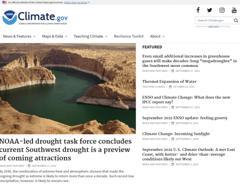 Climate.gov Homepage, October 2021