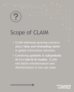 Slide about the scope of the CLAIM project
