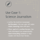 Slide about CLAIM use case 1: science journalism