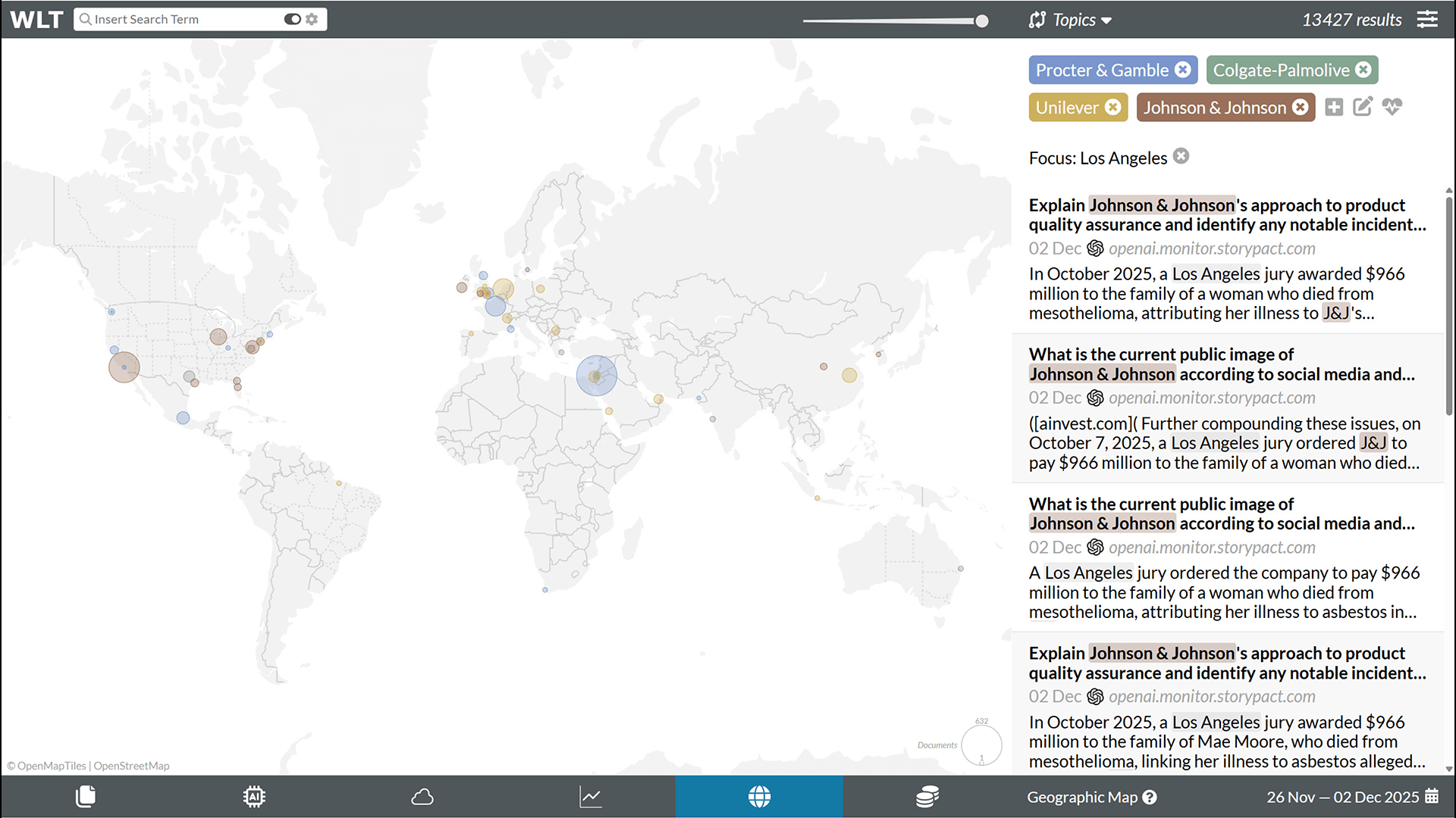 AI Visibility Tracking - Geographic distribution of GenAI references