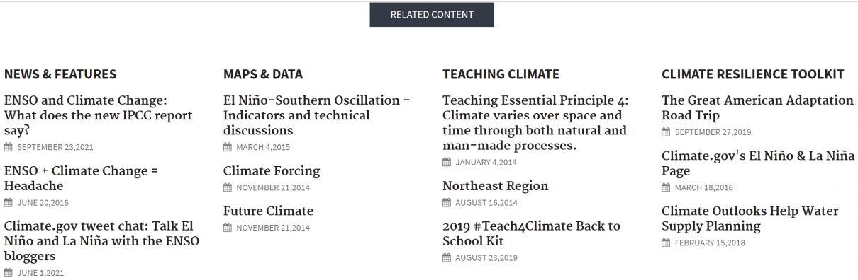 Climate.gov - Related Content Section